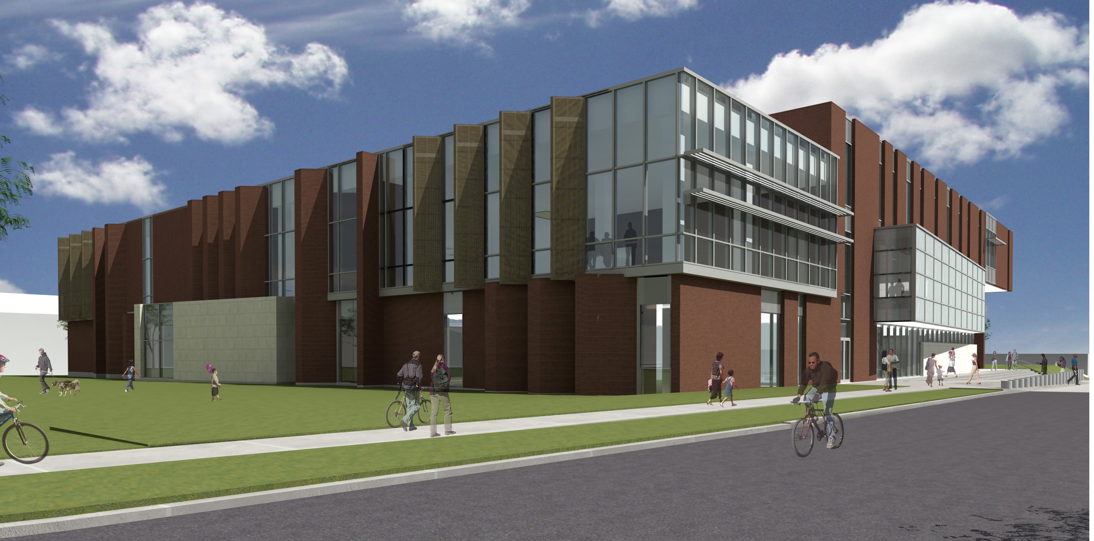 A new 120,000 square foot public library in Champaign, Illinois. The structural system consists of reinforced concrete flat slabs, reinforced concrete columns and concrete shear walls. The structure includes a 13’ tall basement. The structure includes cantilevered bays, monumental stairs, clerestories and a two level atrium spine. The building sits on spread footing foundation. The structure is designed for seismic loads per the IBC 2003 code.