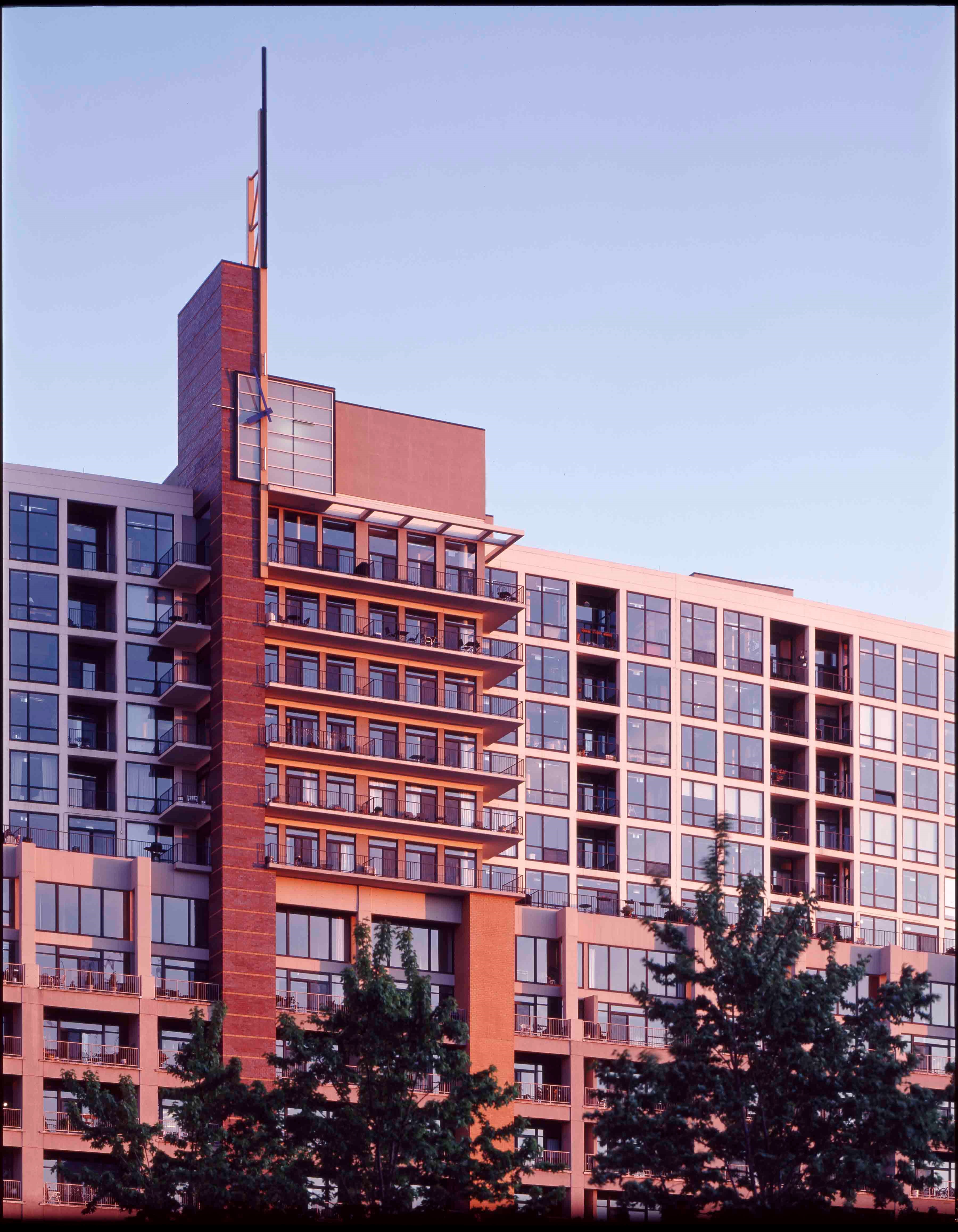 Conversion and adaptive re-use of an historic 12-story cold storage building. The top two floors of the existing building were removed and replaced with 7 new floor constructed of cast-in-place concrete. A comprehensive structural analysis and building condition survey was performed to verify the structural integrity of the existing structure to support the new floors.